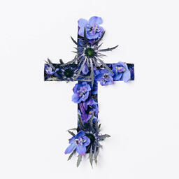 Cross with Blue Flowers Poking Through  image 7