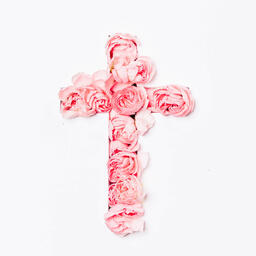 Cross with Pink Flowers Poking Through  image 8
