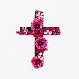 Cross with Purple Flowers Poking Through  image 10