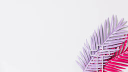 Hot Pink and Purple Palm Leaves with a Minimalist Cross Outline  image 2