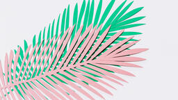 Green and Pink Paper Palm Leaves  image 5