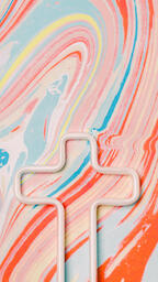 White Cross Outline on Pastel Marbled Background  image 3