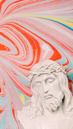 Christ Statue on Pastel Marbled Background  image 8