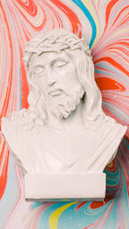 Christ Statue on Pastel Marbled Background  image 3