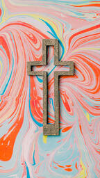 Cross on Pastel Marbled Background  image 9