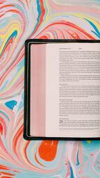 Bible Open to Matthew 27-28 on Pastel Marbled Background  image 17