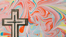 Cross on Pastel Marbled Background  image 6