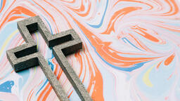 Cross on Pastel Marbled Background  image 7