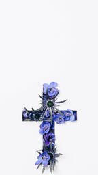 Cross with Blue Flowers Poking Through  image 3