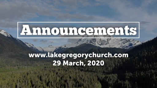 Announcements, Sunday, March 29, 2020