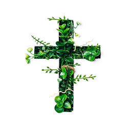 Cross with Greenery Poking Through  image 1