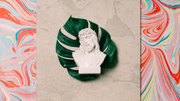 Christ Statue on Pastel Marbled Background  image 4