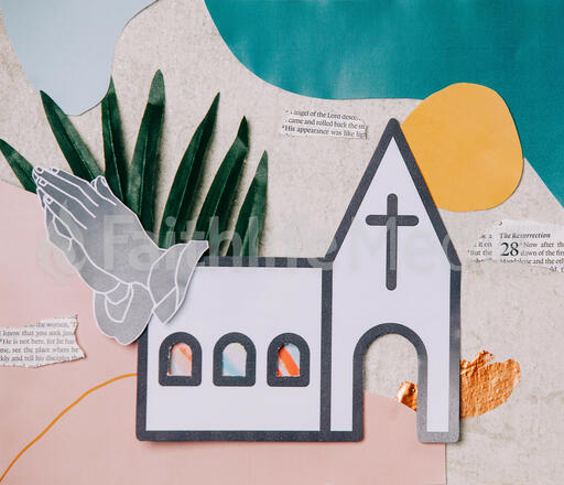 Church Building Paper Craft Collage