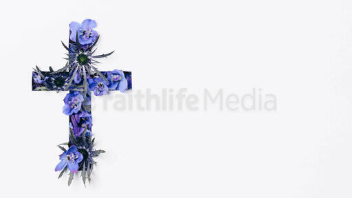 Cross with Blue Flowers Poking Through