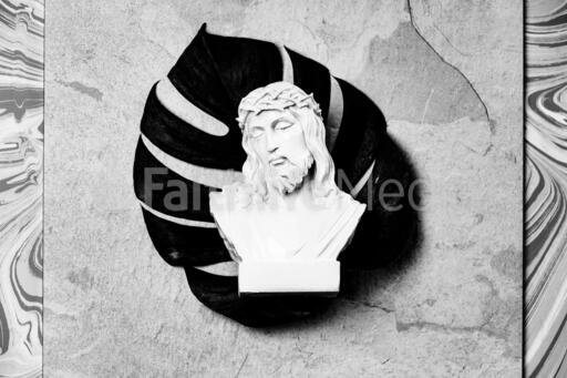 Christ Statue on Marbled Background