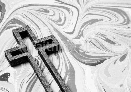Concrete Cross Outline on Marbled Background