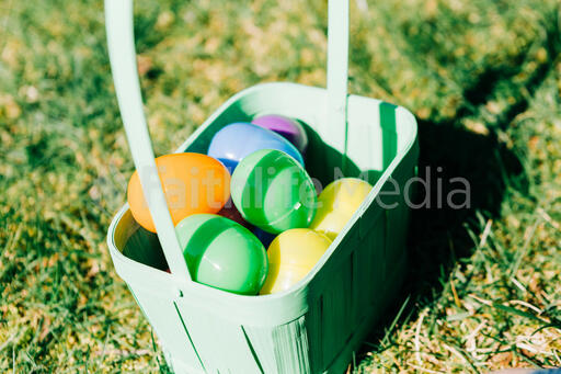 Basket Full of Eggs from an Easter Egg Hunt