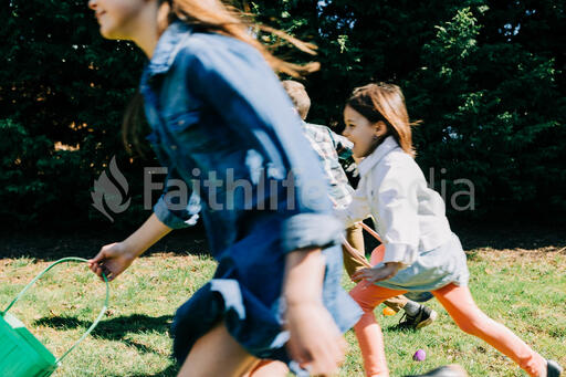 Kids Running in an Easter Egg Hunt