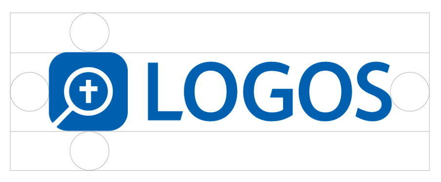 When using the Logos logo, leave a minimum space of half of the text's line height on all sides of the logo