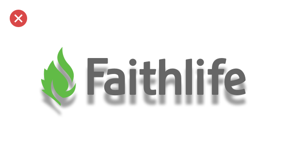 A bad example: adding a shadow to the Faithlife logo, making the words hard to read