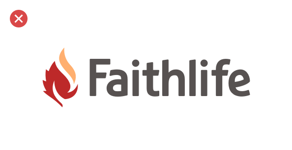 A bad example: changing the Faithlife brand mark from green to orange and red