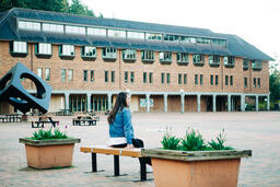 Student Sitting in an Empty College Campus  image 1