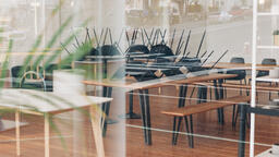 Chairs Flipped in a Closed Cafe  image 4