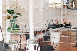 Chairs Flipped in a Closed Cafe  image 3