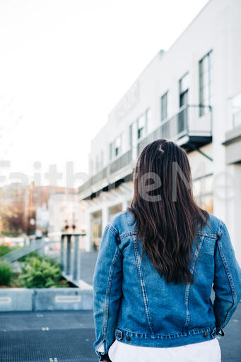 Woman Walking in the Empty City