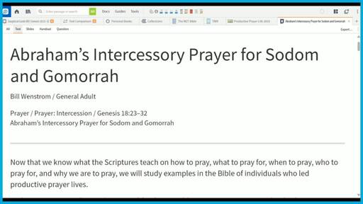 Abraham’s Intercessory Prayer for Sodom and Gomorrah