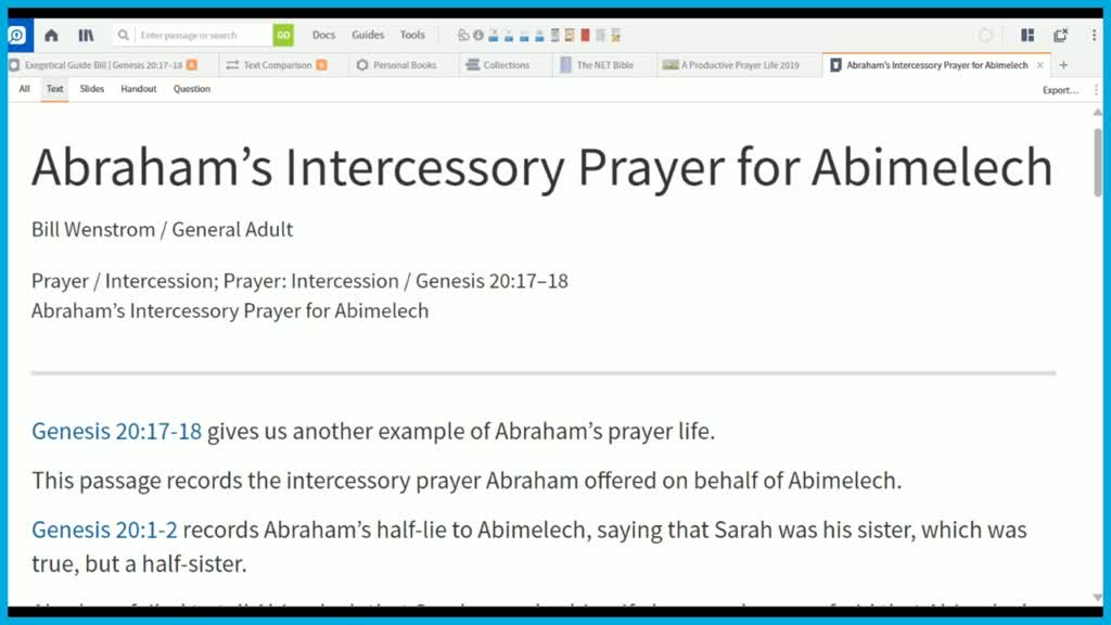 Abraham’s Intercessory Prayer for Abimelech - Logos Sermons