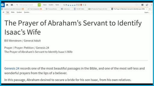 The Prayer of Abraham’s Servant to Identify Isaac’s Wife