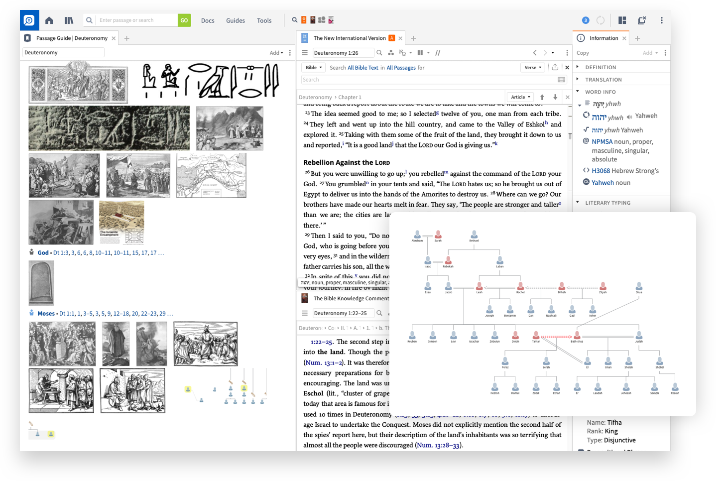 Screenshot of Logos showing geneaologies and images