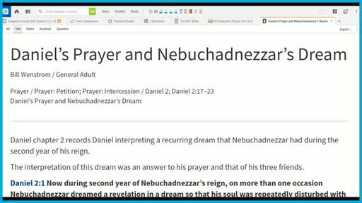 Daniel’s Prayer and Nebuchadnezzar’s Dream