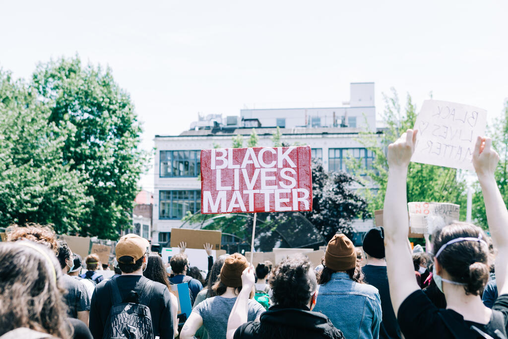 Peaceful Protesters with Black Lives Matter Signs large preview