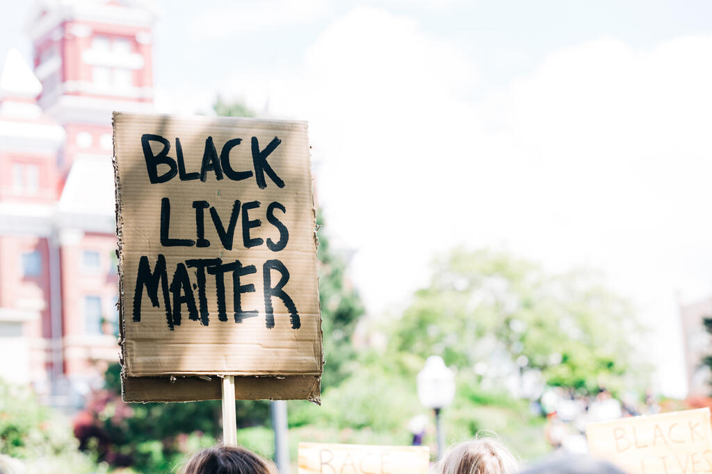 Black Lives Matter Sign at a Rally large preview