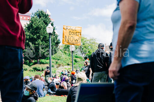 Race Equity Now Sign at a Rally