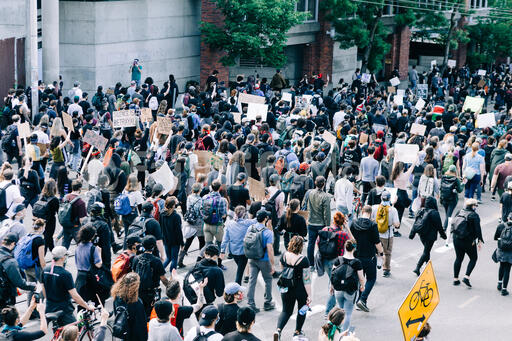 Peaceful Protesters Marching in the Streets