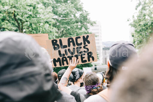 Peaceful Protesters Holding Black Lives Matter Signs