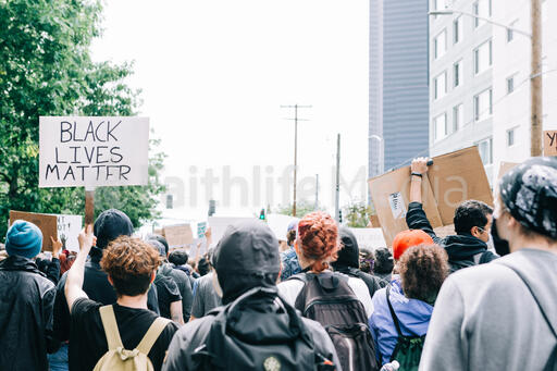 Peaceful Protesters Holding Black Lives Matter Signs