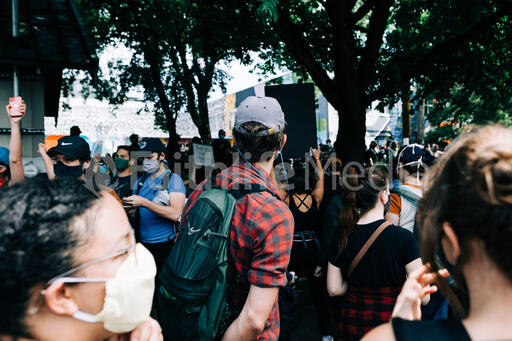 Peaceful Protesters Wearing Face Masks