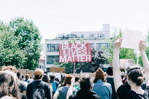 Peaceful Protesters with Black Lives Matter Signs