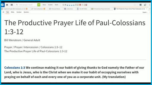 The Productive Prayer Life of Paul-Colossians 1:3-12