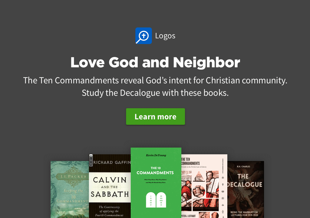 Love God and Neighbor. The Ten Commandments reveal God's intent for Christian community. Study the Decalogue with these books.