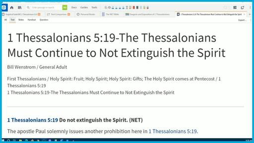 1 Thessalonians 5:19-The Thessalonians Must Continue to Not Extinguish the Spirit