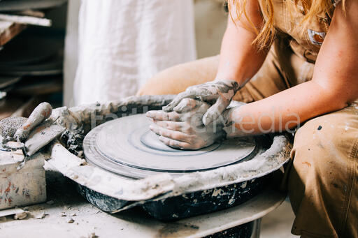 Pottery Being Made on a Pottery Wheel