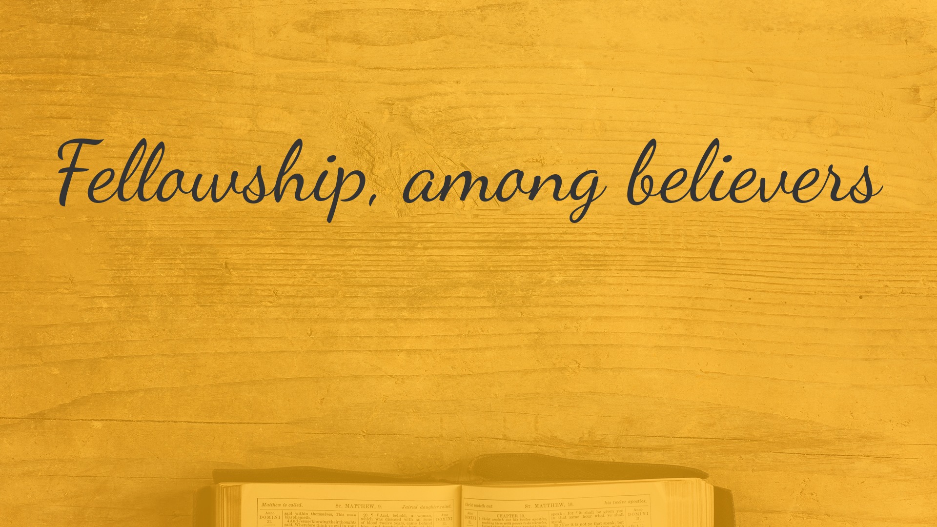 Fellowship, among believers - Logos Sermons