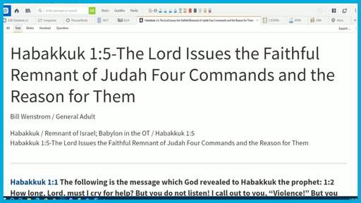 Habakkuk 1:5-The Lord Issues the Faithful Remnant of Judah Four Commands and the Reason for Them
