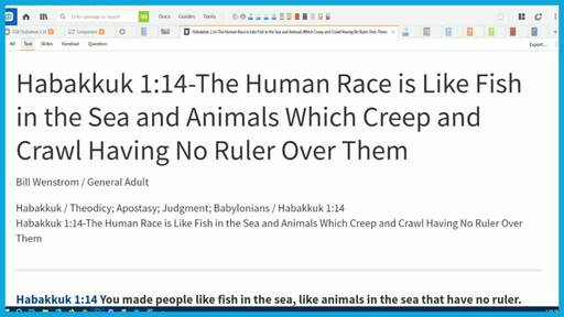 Habakkuk 1:14-The Human Race is Like Fish in the Sea and Animals Which Creep and Crawl Having No Ruler Over Them