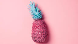 Colorful Pineapple on Pink Background  image 19